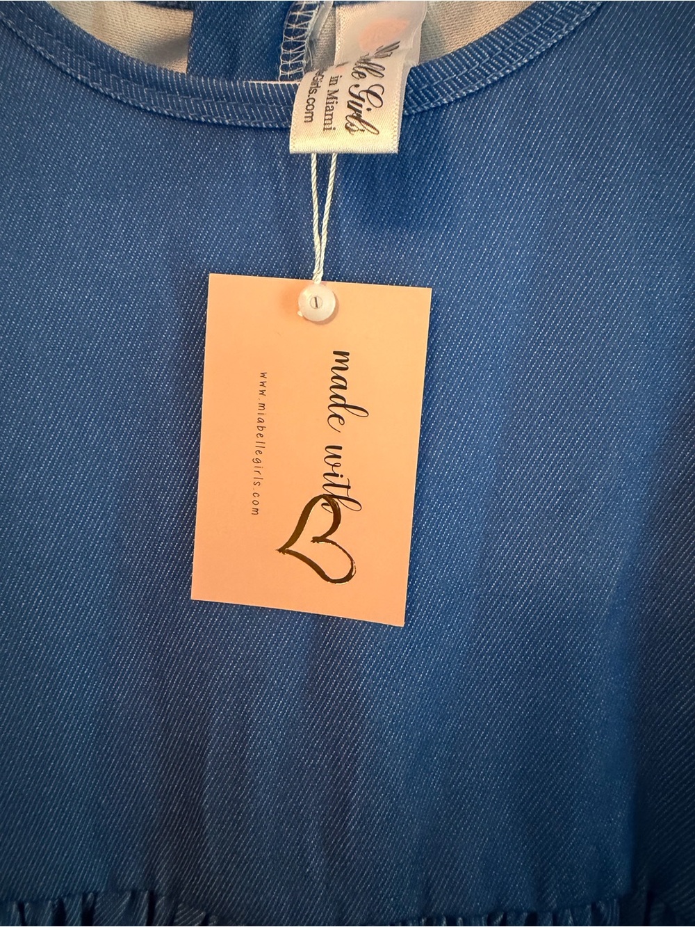 Mia Belle Girls Denim Color Pencil Dress - Picture 2 of 4